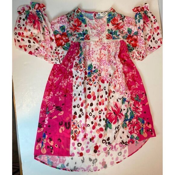 Umgee Rosie Cheetah Dress Floral Pink Fuchsia - Small - Picture 2 of 8